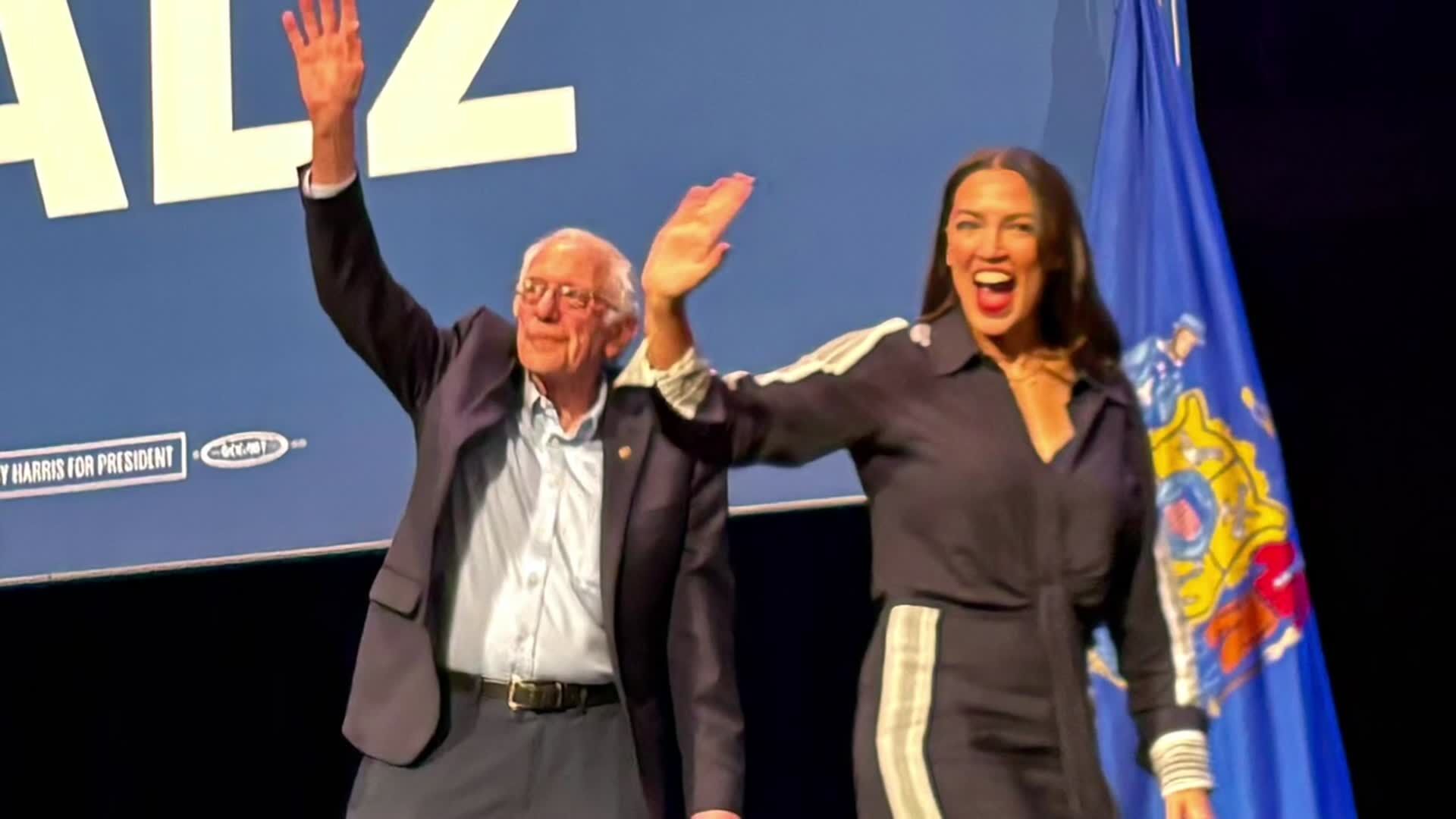 Bernie Sanders and AOC at Madison event